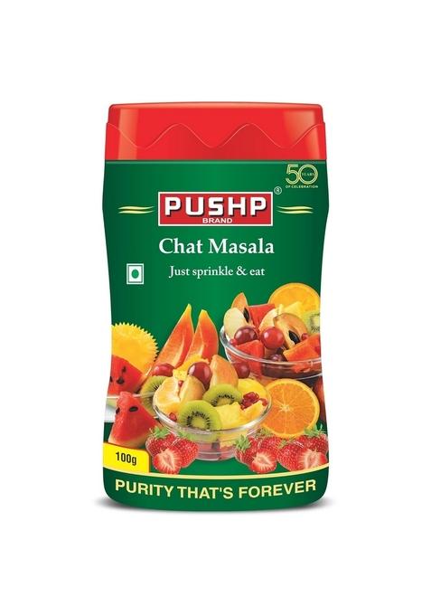 Pushp Brand Chat Masala Sprinkler | 100g Tangy and Spicy Seasoning Perfect for Fruits & Snacks No Added Preservatives