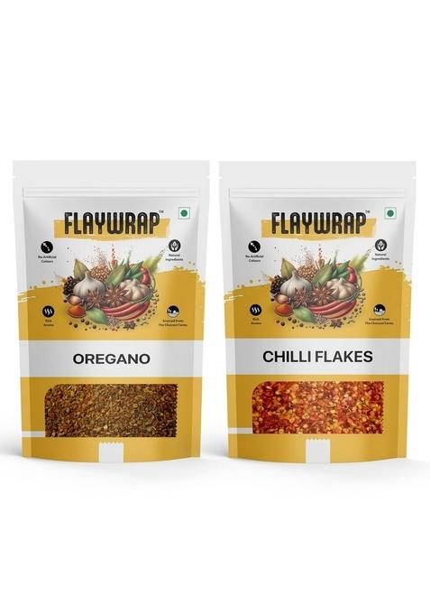 FlayWrap 200g Chilli Flakes & Oregano Combo | Premium Pizza Pasta Seasoning Italian Herbs Spices Sprinkle for Fast Food, Pasta, Sandwich, Salad More
