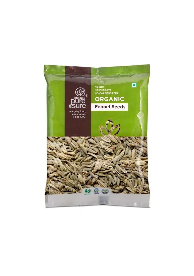 Phalada Pure & Sure Organic Fennel Seeds 300Gm (100Gms X Pack Of 3) | No Artificial Colours Preservatives - Indya