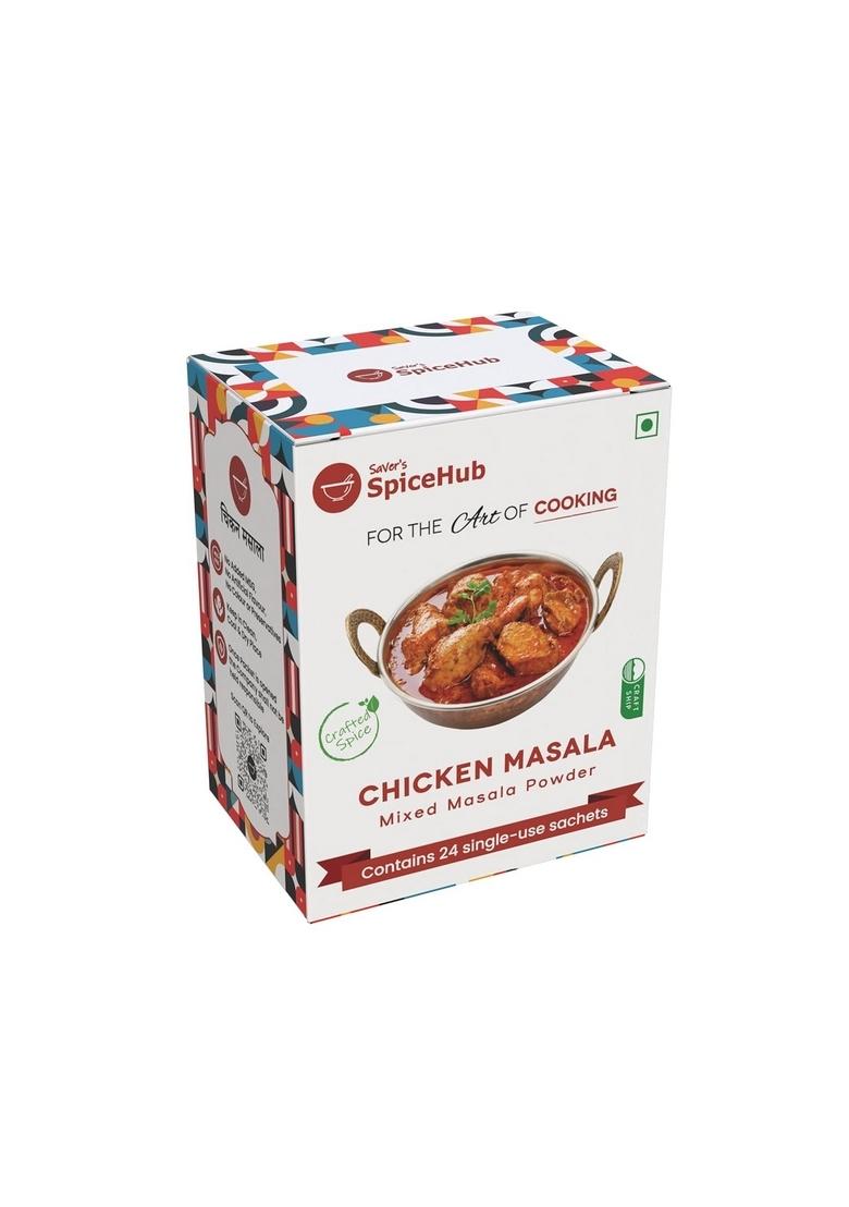 Saver's SpiceHub Chicken Masala Mixed Powder, 24 Single-Use Sachets, Premium Blend of 18 Spices
