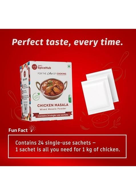 Saver's SpiceHub Chicken Masala Mixed Powder, 24 Single-Use Sachets, Premium Blend of 18 Spices