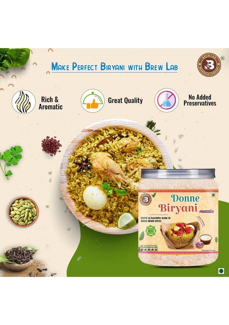 Brew Lab Donne Biryani Masala | Rich & Intense Taste Authentic, Aromatic, Flavourful Spice Mix 250 gm