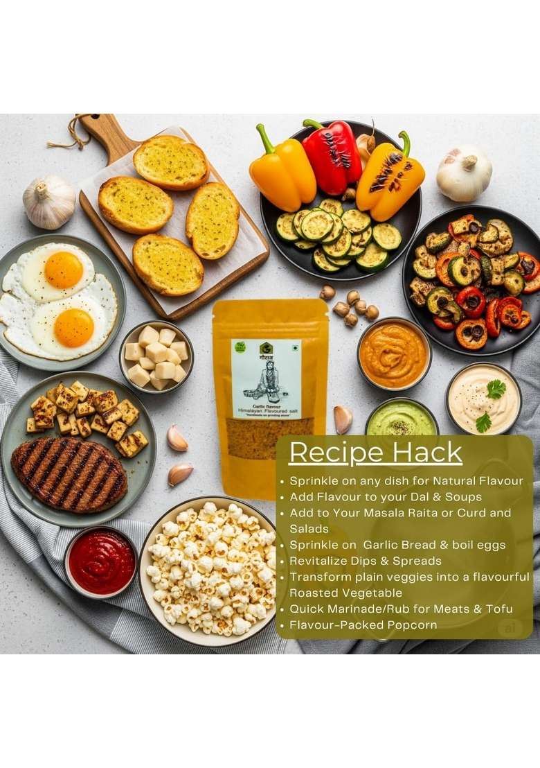 Gauraaj Handgrounded Garlic Himalayan Flavored Salt - 250g | Organic Pahadi Namak Seasoning Pisyu Loon Mix for Popcorn, Salad, Raita, Snacks No Preservatives & Chemicals (Pack of 1) - Indya