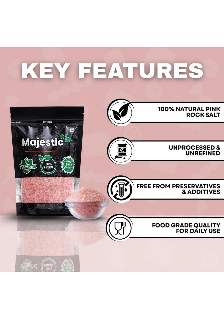 Majestic Ira Natural Pink Salt | Food Grade Mineral for Cooking, Baking & Seasoning Unprocessed Rock in PET Jar Everyday Kitchen Essential |1 Kg