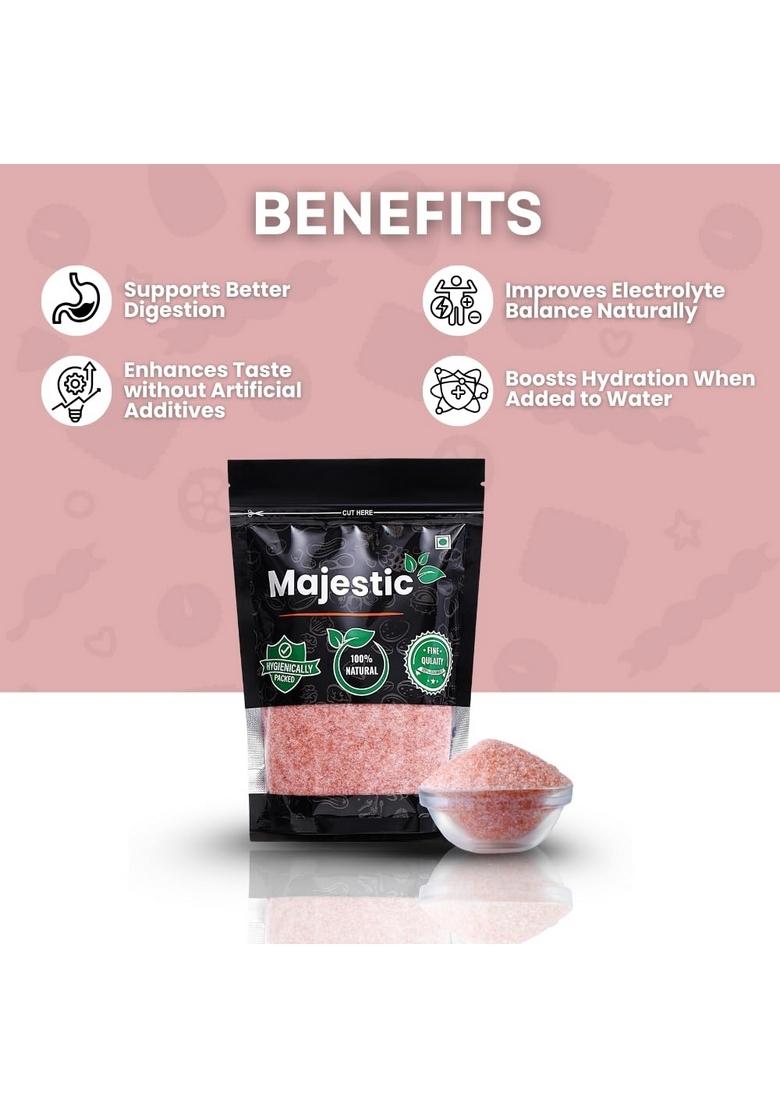 Majestic Ira Natural Pink Salt | Food Grade Mineral for Cooking, Baking & Seasoning Unprocessed Rock in PET Jar Everyday Kitchen Essential |1 Kg