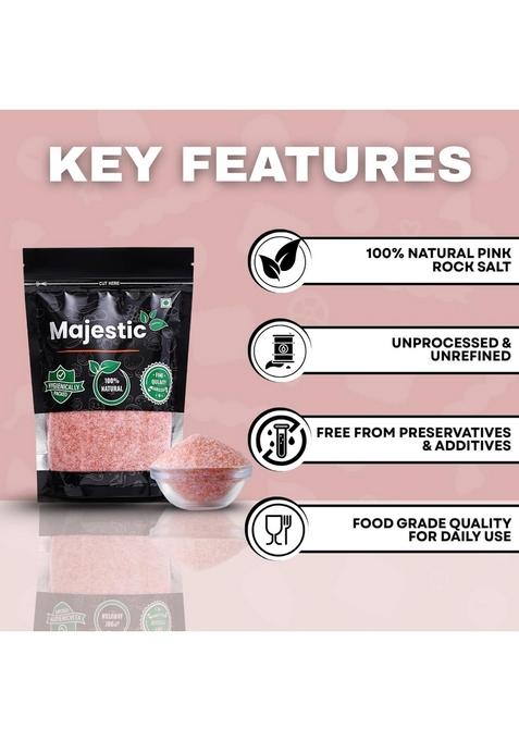 Majestic Ira Natural Pink Salt | Food Grade Mineral for Cooking, Baking & Seasoning Unprocessed Rock in PET Jar Everyday Kitchen Essential |1 Kg
