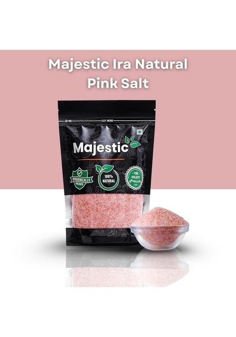 Majestic Ira Natural Pink Salt | Food Grade Mineral for Cooking, Baking & Seasoning Unprocessed Rock in PET Jar Everyday Kitchen Essential |1 Kg