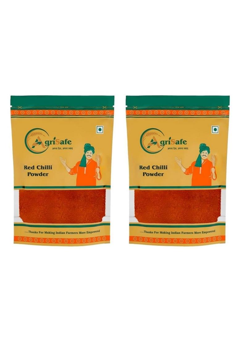 AgriSafe Red Chilli Powder | Spicy Mirchi Flavorful Ground for Cooking Enhances Taste & Heat Fine Texture Ideal in Curries, Dals Masalas (200g) (Pack of 2)