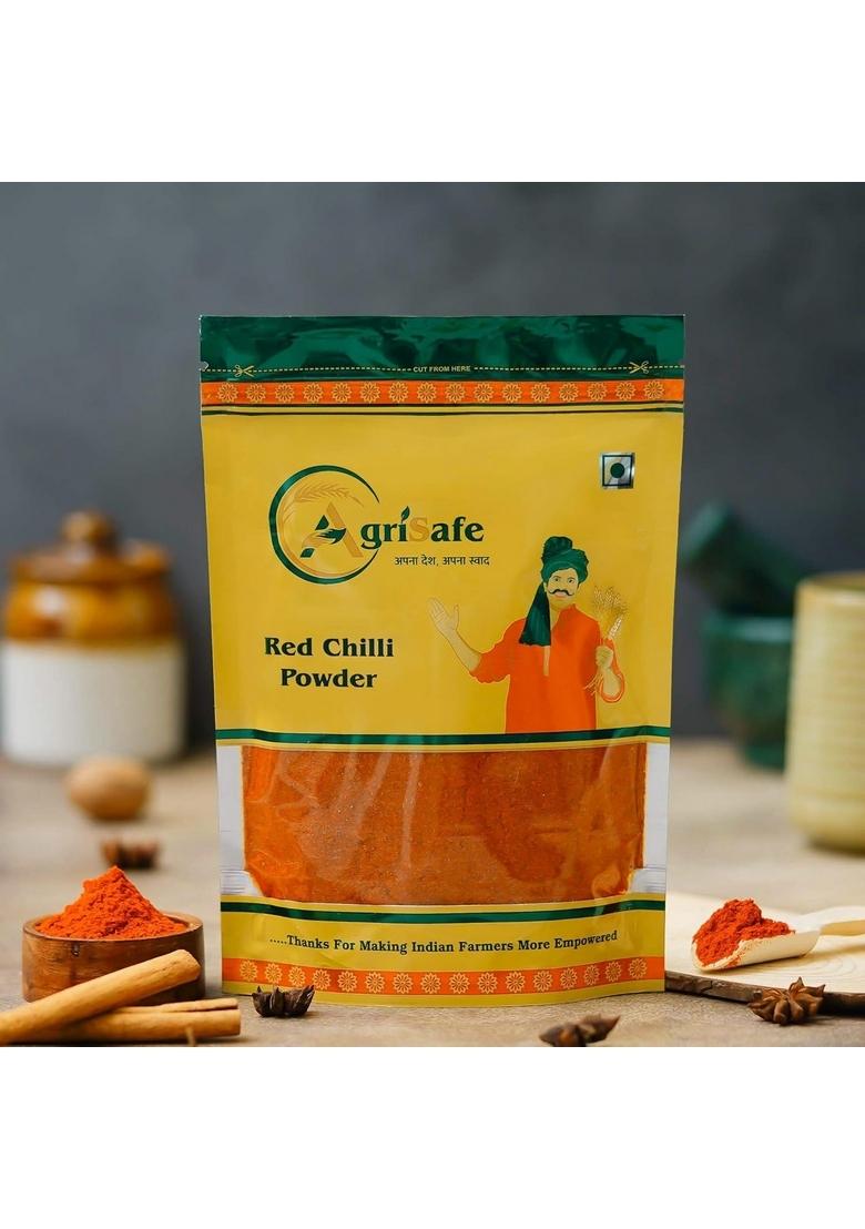 AgriSafe Red Chilli Powder | Spicy Mirchi Flavorful Ground for Cooking Enhances Taste & Heat Fine Texture Ideal in Curries, Dals Masalas (200g) (Pack of 2)