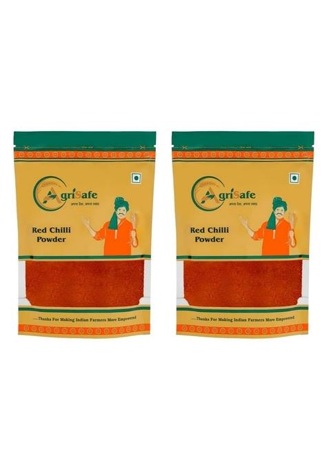 AgriSafe Red Chilli Powder | Spicy Mirchi Flavorful Ground for Cooking Enhances Taste & Heat Fine Texture Ideal in Curries, Dals Masalas (200g) (Pack of 2)