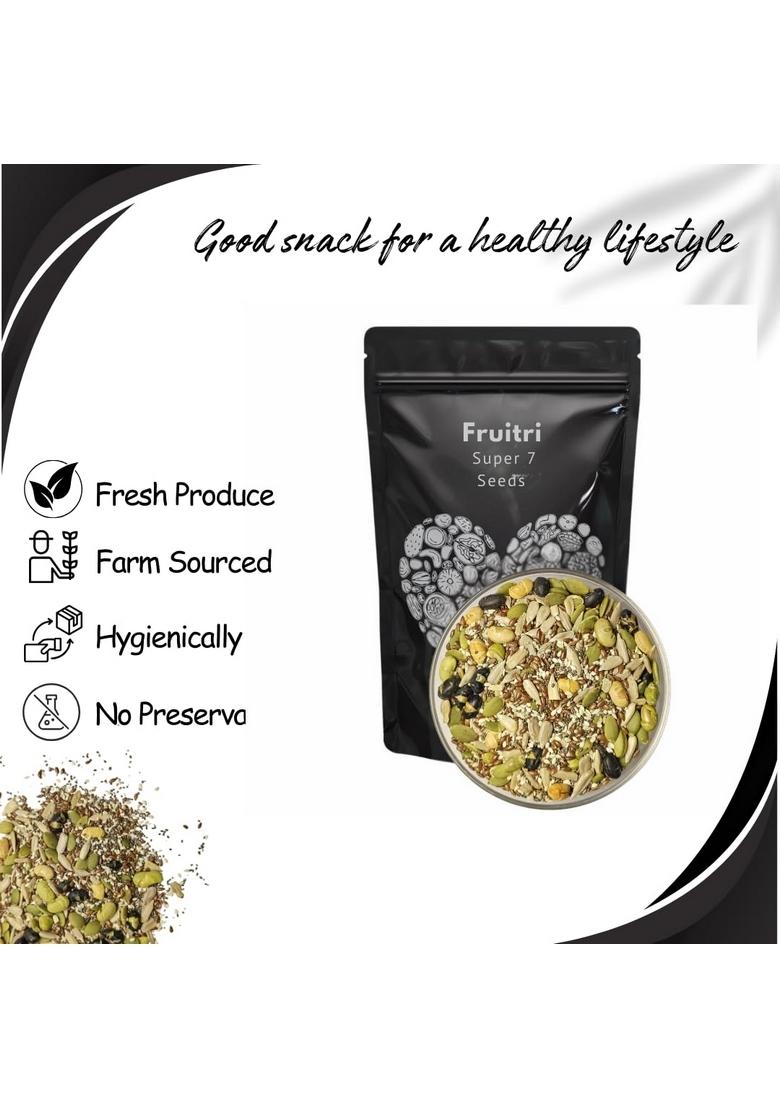Fruitri 7-in-1 Seed Mix 1KG, Premium Mixed Seeds Combo, High-Fiber, Antioxidant-Rich & Beans, Nutrient-Dense, Healthy Snack,100% Natural and Roasted