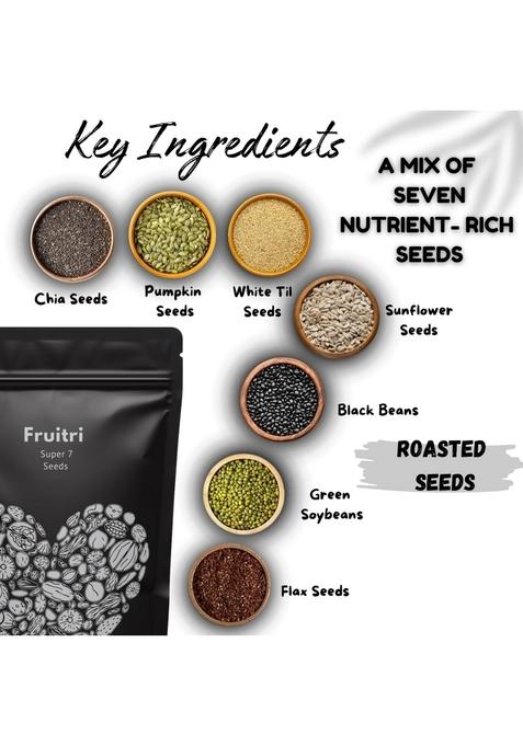 Fruitri 7-in-1 Seed Mix 1KG, Premium Mixed Seeds Combo, High-Fiber, Antioxidant-Rich & Beans, Nutrient-Dense, Healthy Snack,100% Natural and Roasted