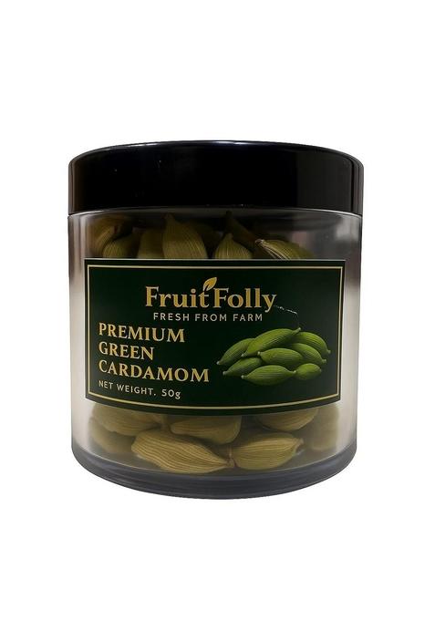 FRUIT FOLLY Natural Green Cardamom Pods | Strong Aroma, Rich Flavor|Bold 8 mm Elachi & 100% Pure
