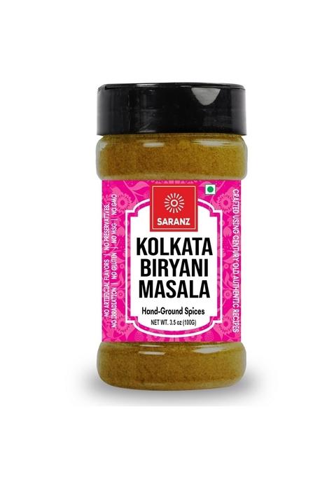SARANZ Kolkata Biryani Masala | Instant Spices Perfect for Cooking No Added Colors Authentic Recipe Chicken & Mutton Premium with Rich Strong Flavour (100 Grams Sprinkler Jar)