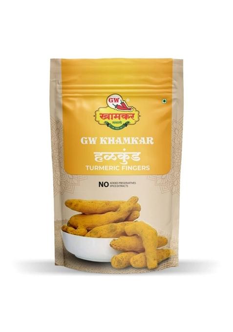 GW Khamkar Halkund | Whole Turmeric Sabut Haldi Indian Spices Strong Aroma Organic Natural and Pure 1 Kg (Pack of 1)