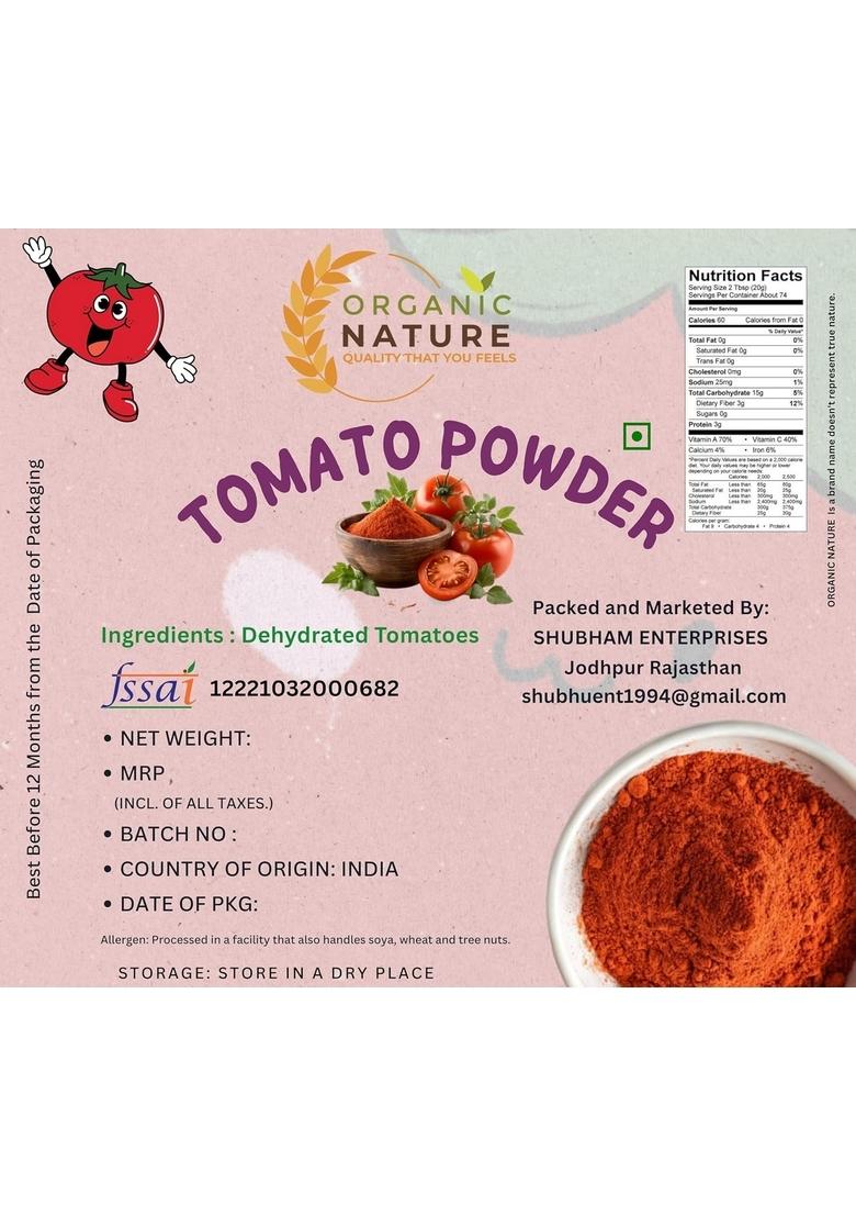 ORGANIC NATURE Dehydrated Tomato Powder PACK OF 100 GRAM