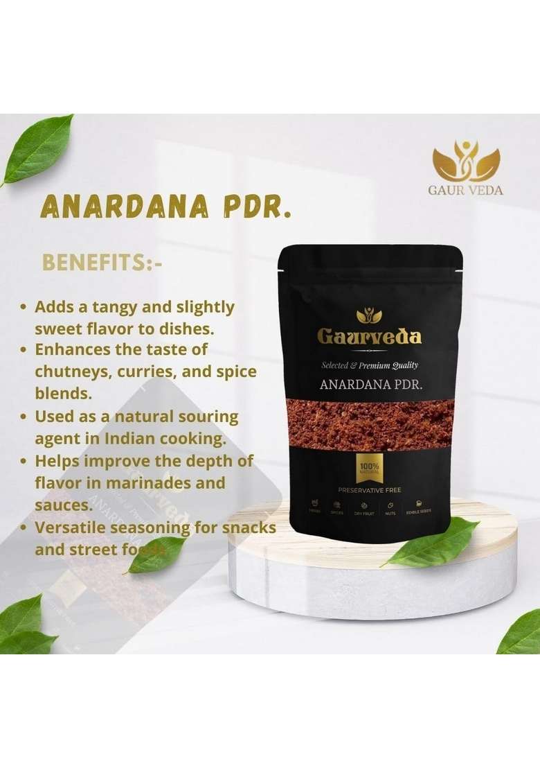 GAURVEDA Anardana Powder - Pure Fresh Organic Dried Pomegranate Seed Enhance Your Taste (100 Grams) - Indya