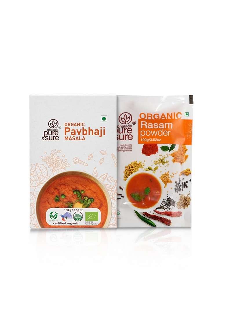 Phalada Pure & Sure Combo Pack Of Organic Rasam Powder-100Gms + Pav Bhaji Masala-100Gms - Indya