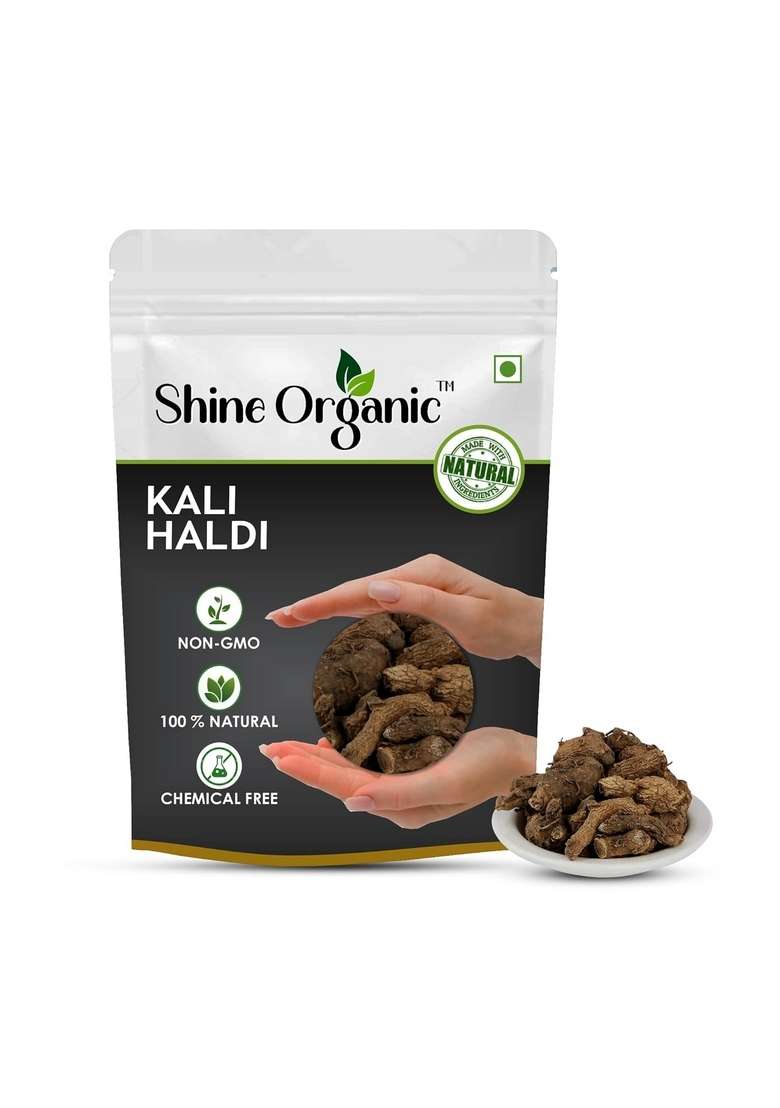 Shine Organic | Kali Haldi Nar Kachur Black WHole Turmeric - (50 gm) Zedoary Root Pure & Natural - Indya