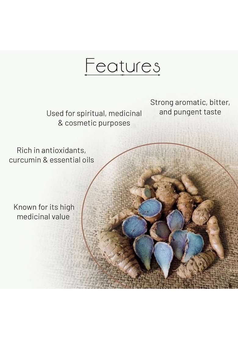 Shine Organic | Kali Haldi Nar Kachur Black WHole Turmeric - (50 gm) Zedoary Root Pure & Natural - Indya