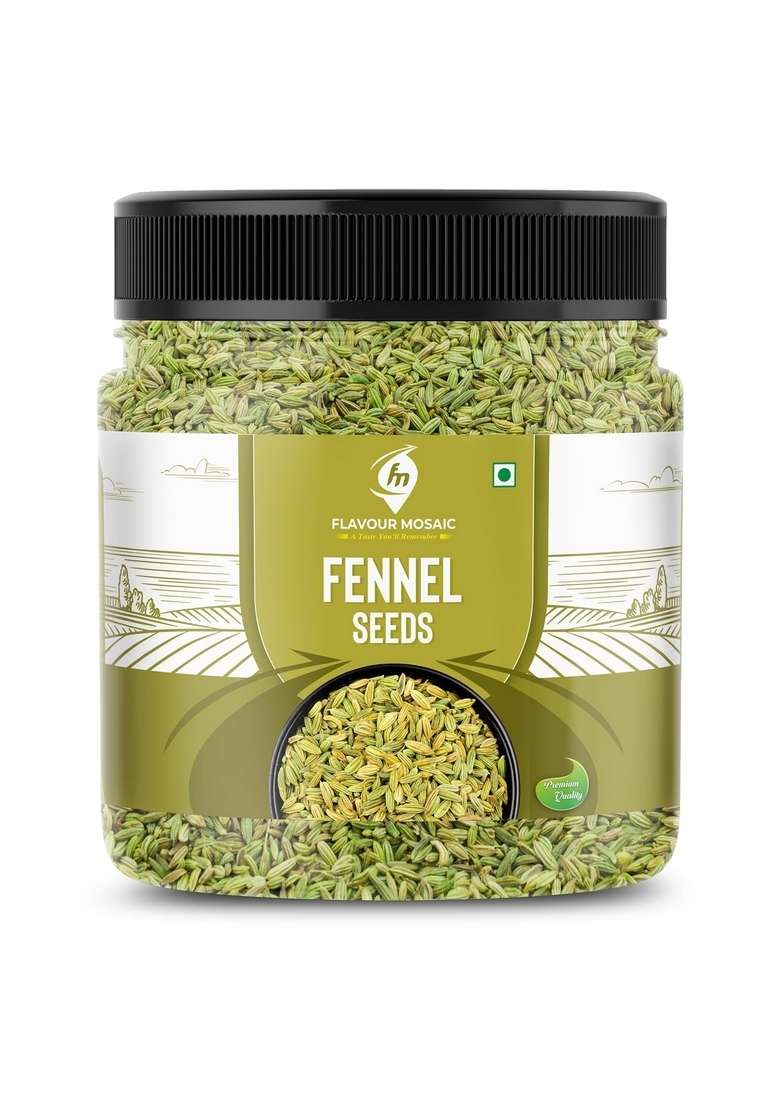 FLAVOUR MOSAIC Fennel Seeds | 1Kg Natural and Fresh Organic Saunf Good for Cooking Wellness No Added Colours Or Preservatives - Indya
