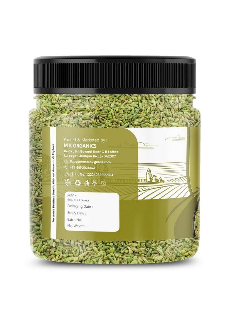 FLAVOUR MOSAIC Fennel Seeds | 1Kg Natural and Fresh Organic Saunf Good for Cooking Wellness No Added Colours Or Preservatives - Indya