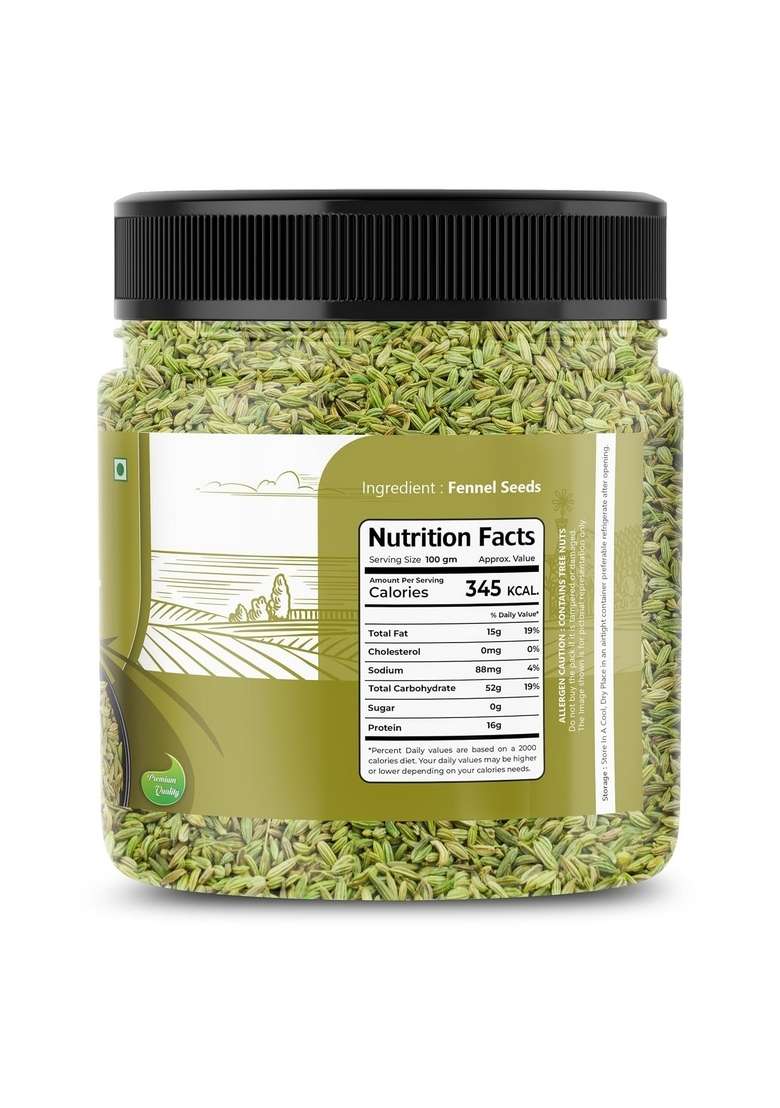 FLAVOUR MOSAIC Fennel Seeds | 1Kg Natural and Fresh Organic Saunf Good for Cooking Wellness No Added Colours Or Preservatives - Indya