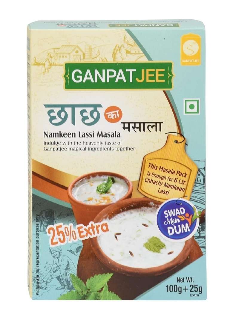 Ganpatjee Buttermilk Namkeen Lassi Chach Masala Powder, 250G | PACK OF 125G X 2 - Indya