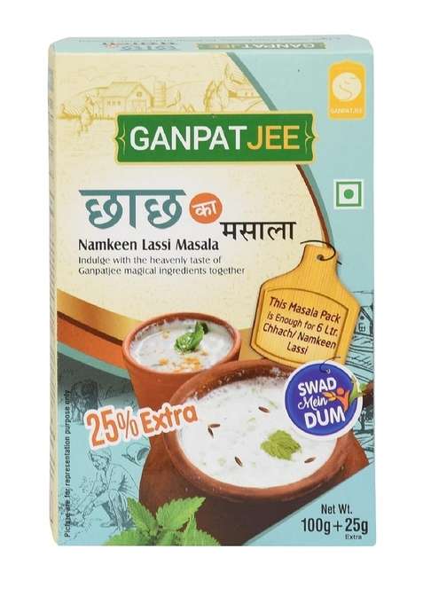 Ganpatjee Buttermilk Namkeen Lassi Chach Masala Powder, 250G | PACK OF 125G X 2