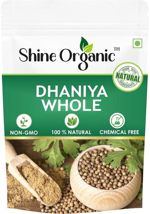 Shine Organic Dhania Sabut, Coriander Seeds Whole Spices, (500 gm)