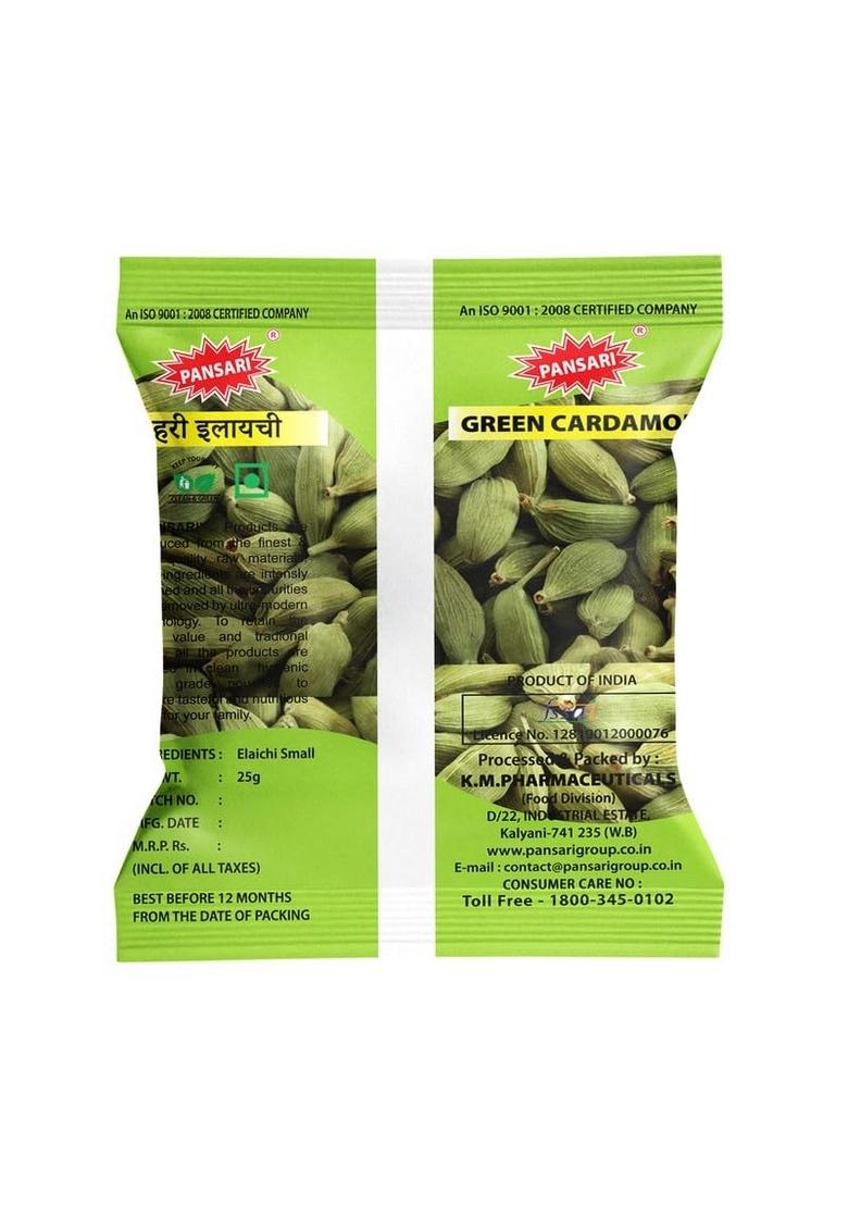 PANSARI Green Cardamom Whole 25g | Choti Hari Elaichi Sabut Chhoti Elachi Kerala Fresh in Spices Buy Masala Grocery Pack of 1