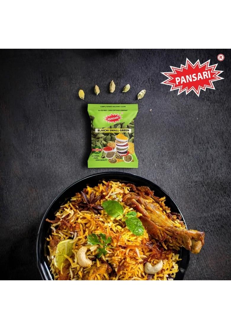 PANSARI Green Cardamom Whole 25g | Choti Hari Elaichi Sabut Chhoti Elachi Kerala Fresh in Spices Buy Masala Grocery Pack of 1