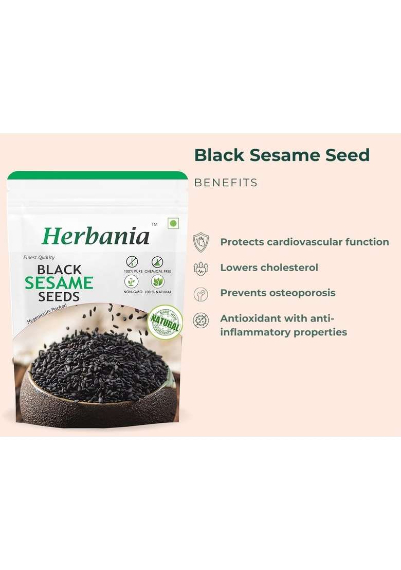 Herbania Black Sesame Seeds Ancient Superfood, Modern Power :- 50 gm - Indya