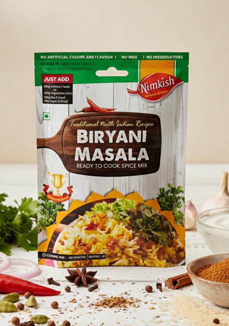 Nimkish Biryani Masala 60g, (2 X 30g each), Ready to Cook Spice Mix for Both Veg and Non-Veg (Aromatic, Spicy, Flavourful), Complete Premix