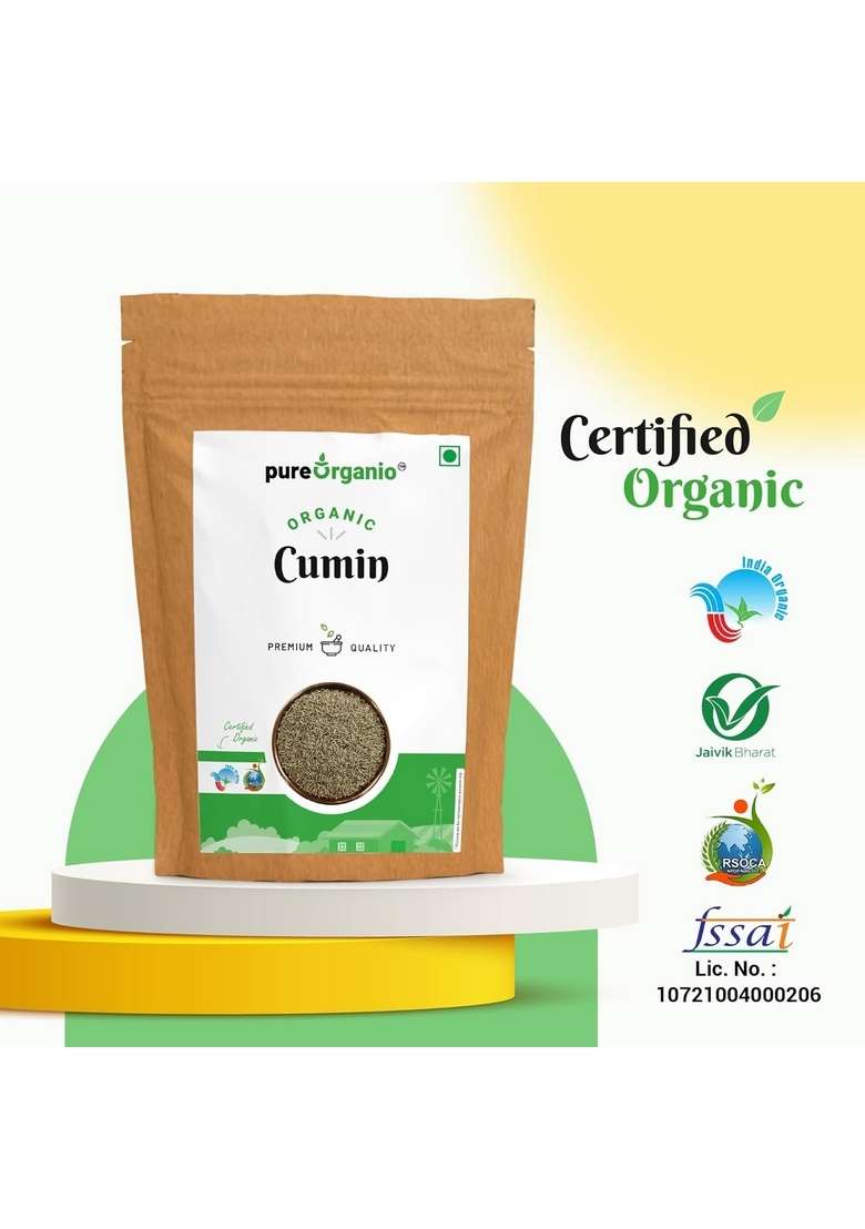 Pure Organio Organic Jeera whole Cumin Seeds Fresh Indian Spices Sabut jira seed zeera NPOP Certified (1 KG) - Indya