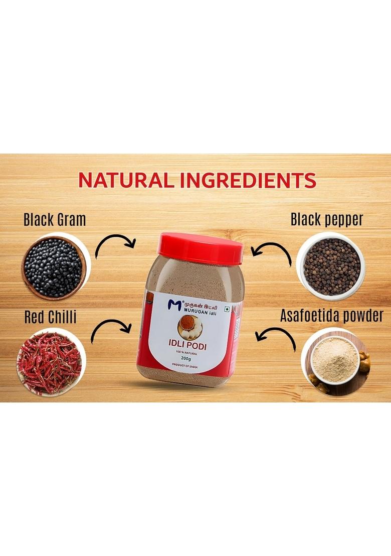 MURUGAN IDLI South Indian Spice Powder Combo Pack, Curry Leaves, & Dosa Podi, 200g Each, Pack of 3, Traditional Flavour for Idli, Rice