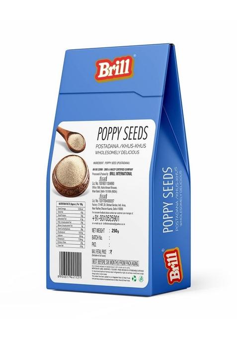 Brill Poppy Seeds (Khus-Khus) 250 grams | A Grade Seed Khus Dana Posta for Eating 100% Natural No Additives