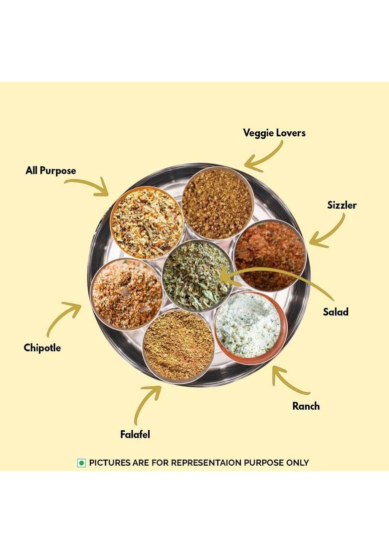 SARANZ Mexican Mix Jain Exotic Seasoning | Perfect for Snacks, Appetizers, Savouries, Entrees, Main Dishes Aromatic (100 Grams Sprinkler Jar) - Indya