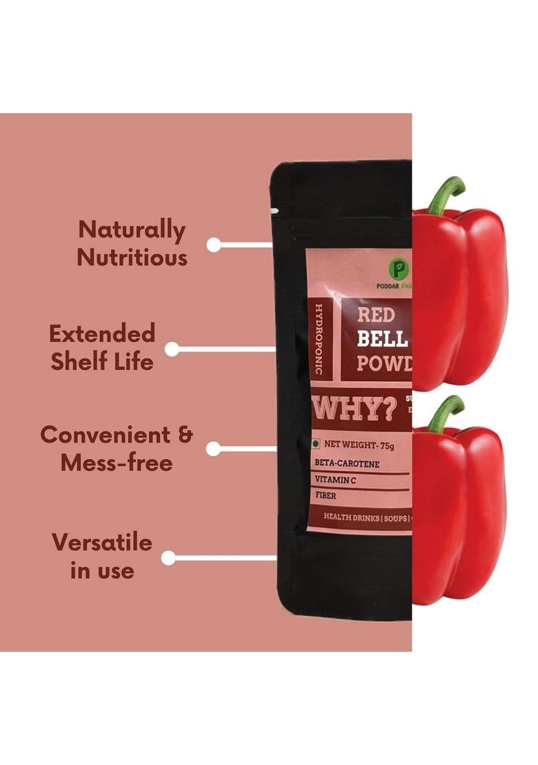 Poddar Farms Premium Red Bell Pepper Powder | 100% Pure & Natural Organic, Vegan, Non-GMO, Gluten-Free Nutrient-Rich Superfood for Cooking, Seasoning Smoothies Hydroponically-Grown 75 grams (1)