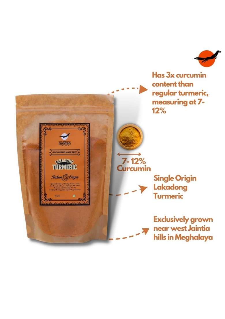 Nilgiri Marten Spices Lakadong Turmeric (Haldi Powder)| 7-12% Curcumin| GiTagged| Natural & Pure | Single Origin (1000G) - Indya