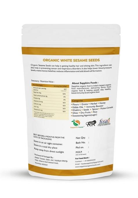 SAPPHIRE FOODS Organic White Sesame Seeds