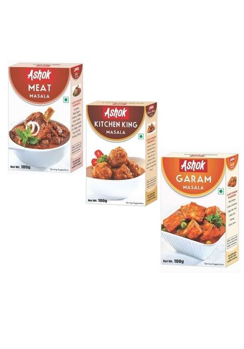 Ashok Meat Masala, Kitchen King and Garam Spices Combo Pack With Natural Ingredients -100 Gram In Each