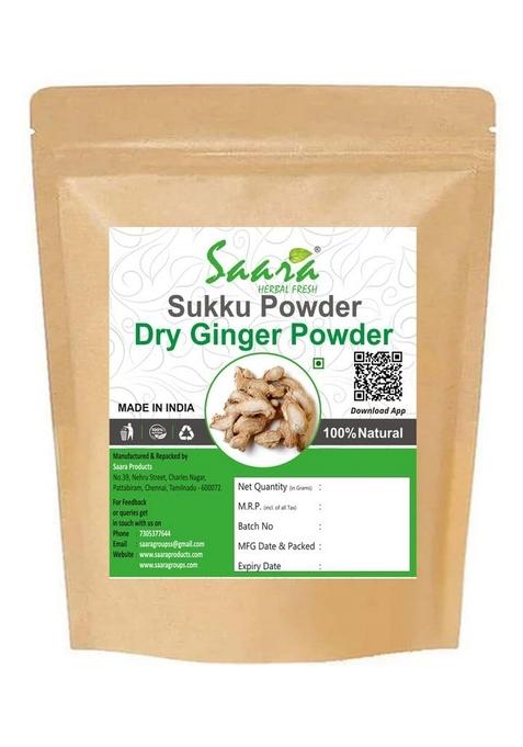 Saara HERBAL FRESH Sukku Powder, 100g, Dry Ginger Sonth, Chukku, Sunth, Sabut Saunth (pack of 1 x 100g)