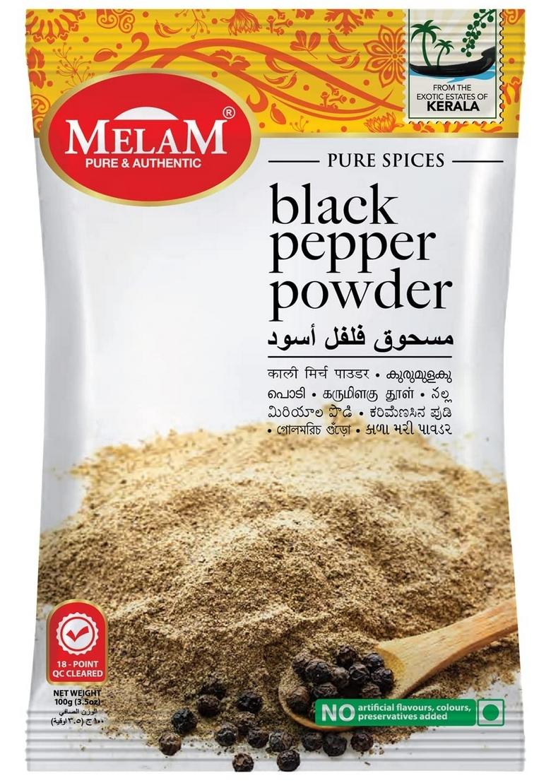 MELAM PURE AND AUTHENTIC Black Pepper Powder|(Kali Mirch)|Pack Of 1|100 Grams'