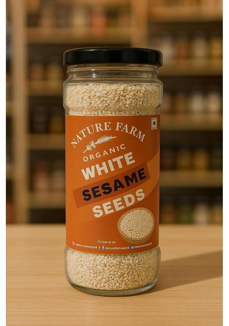 Nature Farm Organic Raw White Sesame Seeds Clean and Natural Til | Safed for Eating Weight Management High in Nutrient, Dietary Fibre, Superfoods 200 GM