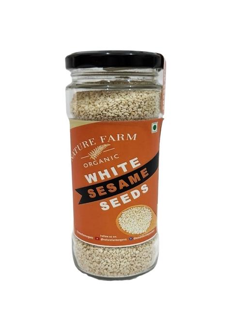Nature Farm Organic Raw White Sesame Seeds Clean and Natural Til | Safed for Eating Weight Management High in Nutrient, Dietary Fibre, Superfoods 200 GM