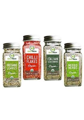 Geo-Fresh Organic Combo(Oregano 15g + Chilli Flakes 30g Italian Seasoning Mix Herbs 15g) - USDA C Certified