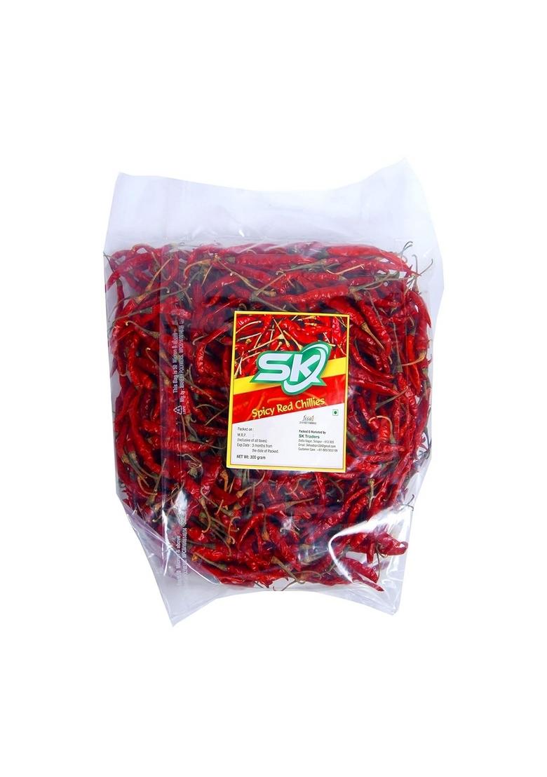 SK Foods spicy dry chilli whole,teja mirchi, lavngi jawari mirchi lal sukhi mirchi300grms