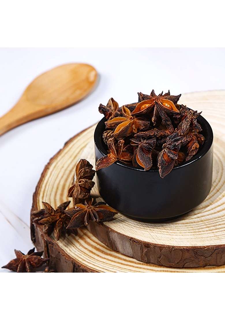 CRISTA Whole Star Anise Flowers | Dried Chakri Phool Widely used in Punjabi Dishes Zero added Colours, Fillers, Additives & Preservatives Natural Aromatic 50 gms - Indya