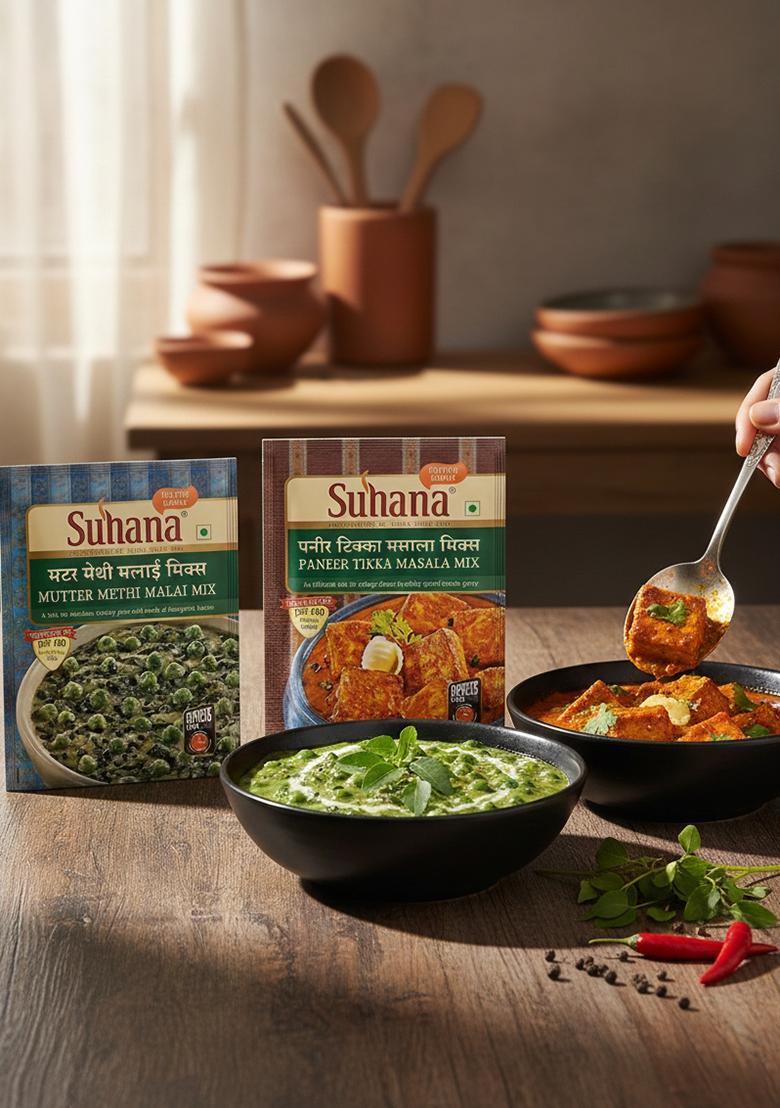 Suhana Mutter Methi Malai Mix & Paneer Tikka Spice | Easy to Cook 50g